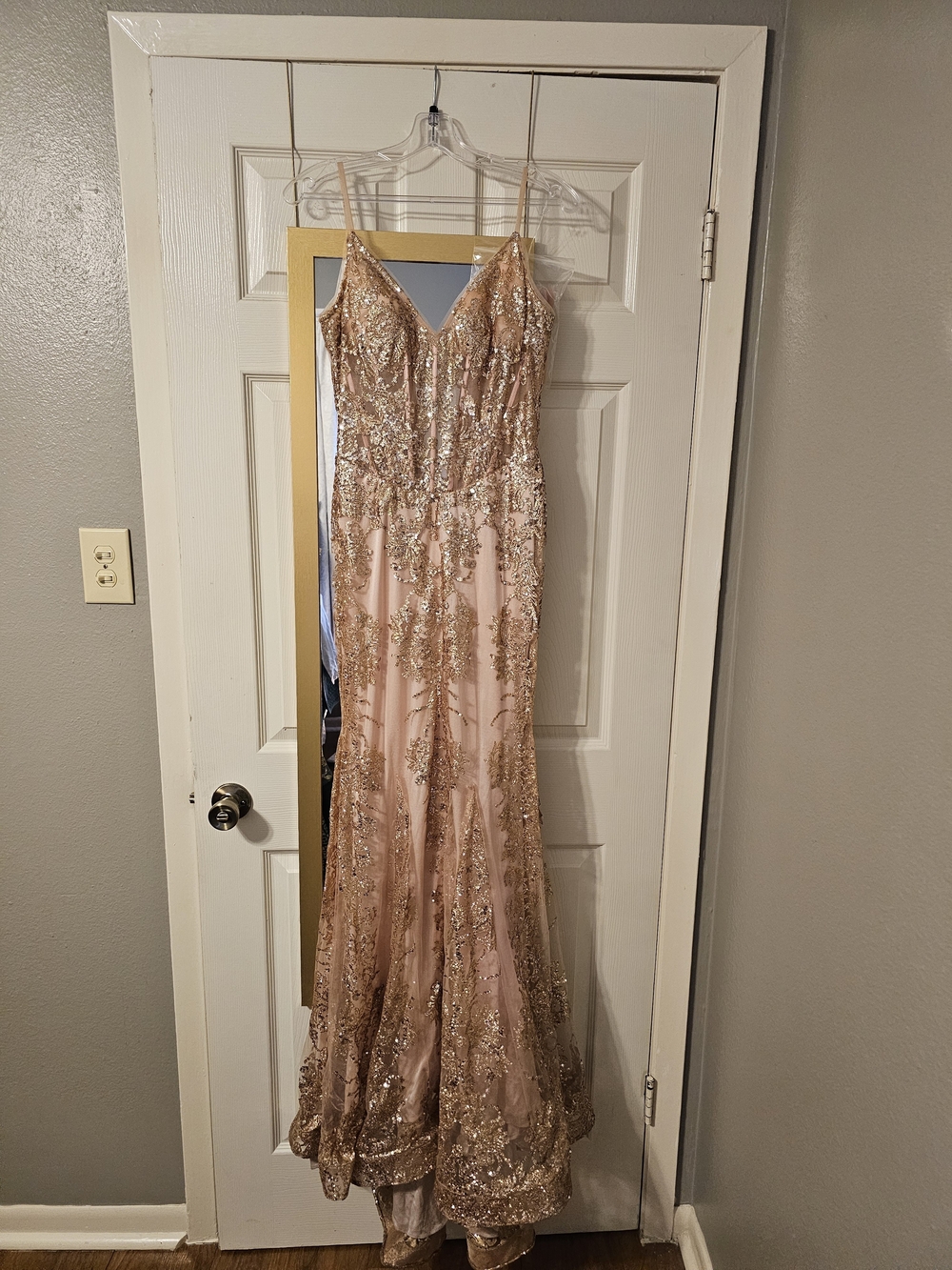Blush Pink Sequin Prom Dress